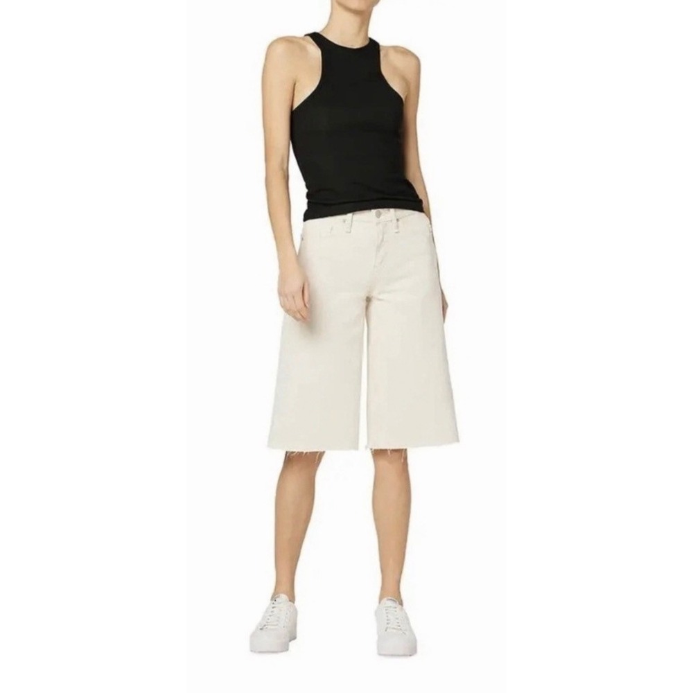 Hudson Bermuda Shorts Womens 25 Cream‎ High Rise Wide Leg Raw Hem Denim Longline